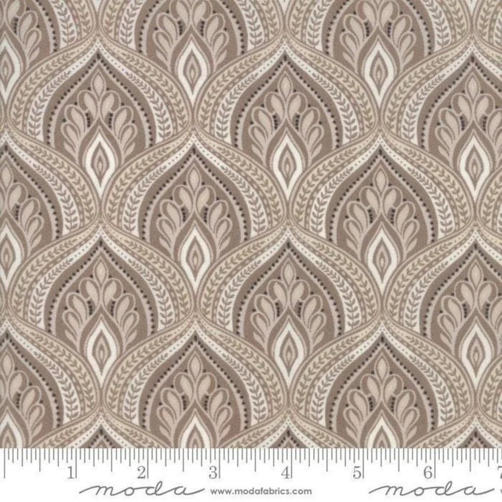 Moda 100% Cotton Fabric Geometric Pattern Taupe & Cream 30462 44